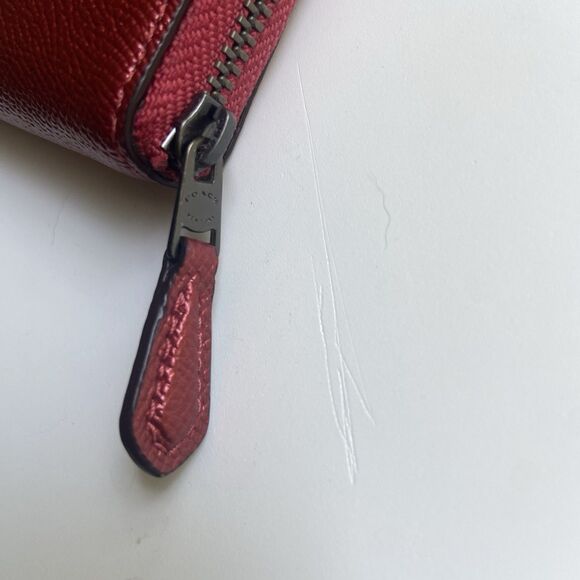 Coach Metallic Crossgrain Leather Zip Around Wallet Red Black Antique F29444 - Picture 4 of 9